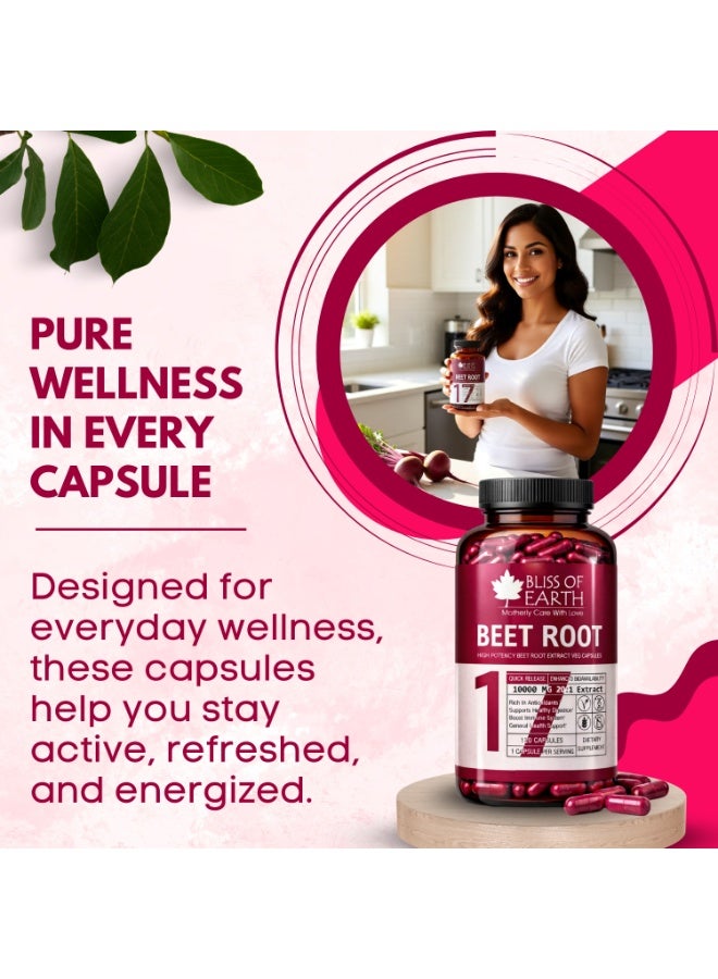 بليس اوف ايرث Bliss of Earth Beet Root Capsules 10000mg (20: 1) مستخلص جذر البنجر عالي الفاعلية | 120 كبسولات | يدعم الدورة الدموية والطاقة والقدرة على التحمل | معزز أكسيد النيتريك | كبسولات نباتية - Image 3
